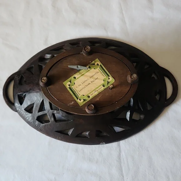 Thorens Lauterbach Walzer Switzerland Musical Carved Wooden Tray Platter - Picture 7 of 14